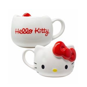 HELLO KITTY Red Bow Ceramic 3D Sculpted Mug.